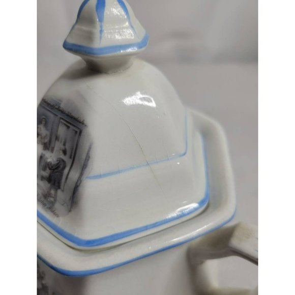 Antique Sterling China Courtship of Miles Standish-Sugar Bowl with Lid- RARE 191 - Picture 3 of 10